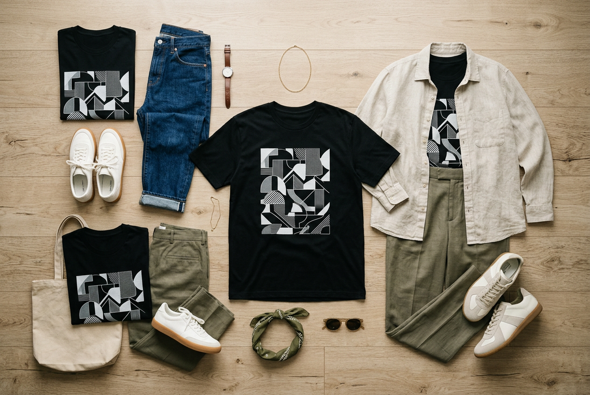 Three Ways to Style a Black Graphic T-Shirt